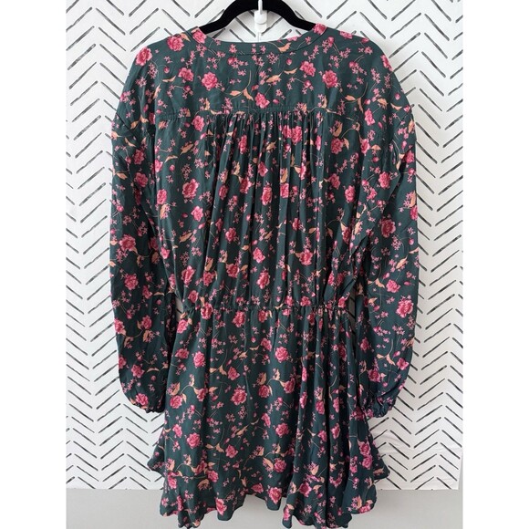 NWT Free People Flower Fields Mini Dress Emerald Combo Flowy Boho Size Medium - Picture 3 of 9